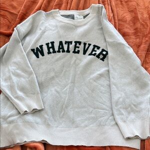 Pink Rose Cream Sweater with Black Lettering